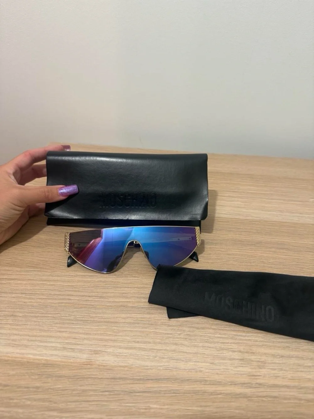 Moschino purple & Gold Logo Bar Sunglasses